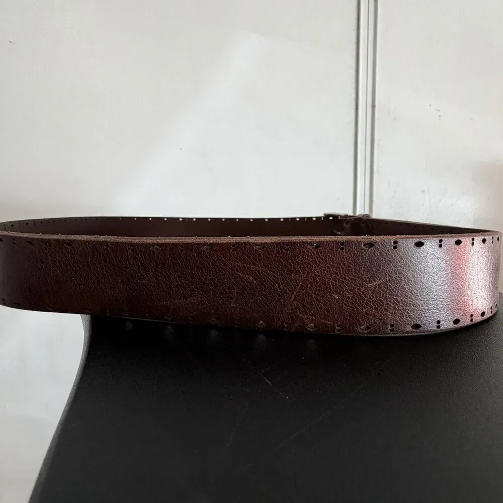 Martin Dingman Brown Leather Belt Made in Italy Men’s 42 Distressed Western